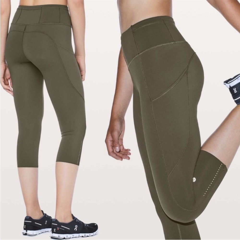lululemon Fast & Free Crop II‎ Legging *Nulux 19” Dark Olive